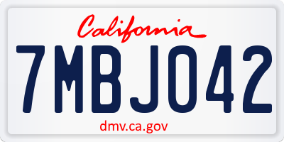 CA license plate 7MBJ042
