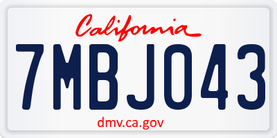 CA license plate 7MBJ043
