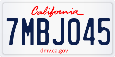 CA license plate 7MBJ045