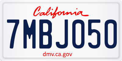 CA license plate 7MBJ050