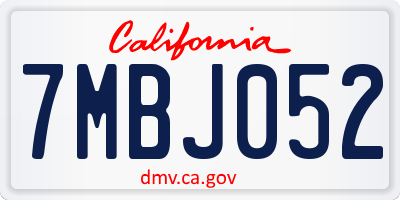 CA license plate 7MBJ052