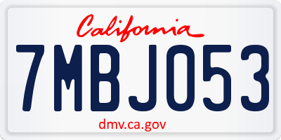 CA license plate 7MBJ053