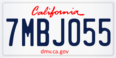 CA license plate 7MBJ055