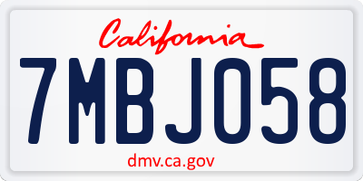 CA license plate 7MBJ058
