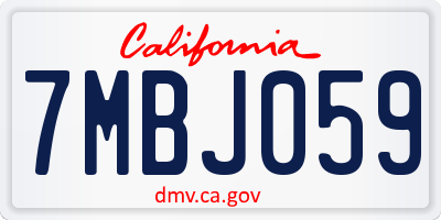 CA license plate 7MBJ059