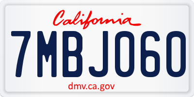 CA license plate 7MBJ060