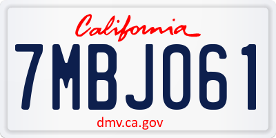 CA license plate 7MBJ061