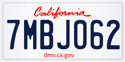 CA license plate 7MBJ062