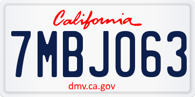 CA license plate 7MBJ063