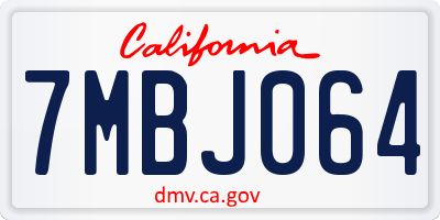 CA license plate 7MBJ064