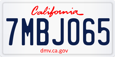 CA license plate 7MBJ065