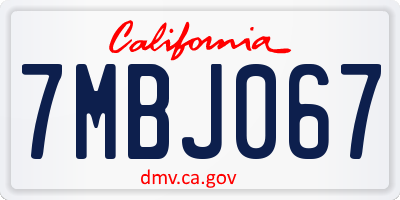 CA license plate 7MBJ067