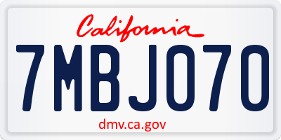 CA license plate 7MBJ070