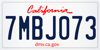 CA license plate 7MBJ073