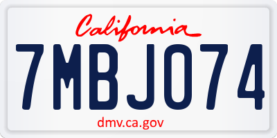CA license plate 7MBJ074
