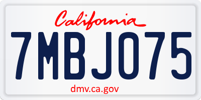 CA license plate 7MBJ075