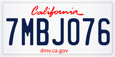 CA license plate 7MBJ076