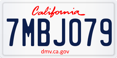 CA license plate 7MBJ079