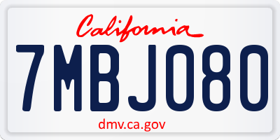 CA license plate 7MBJ080