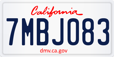 CA license plate 7MBJ083