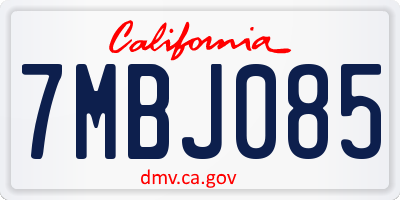 CA license plate 7MBJ085
