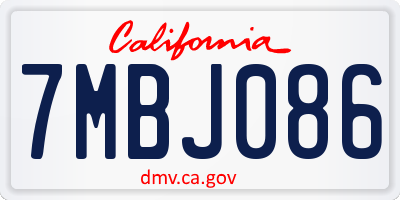 CA license plate 7MBJ086