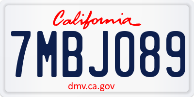 CA license plate 7MBJ089