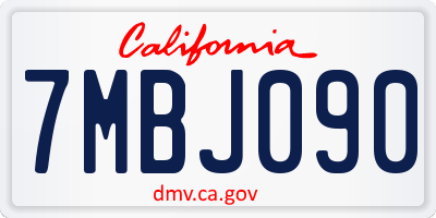 CA license plate 7MBJ090