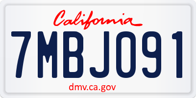 CA license plate 7MBJ091