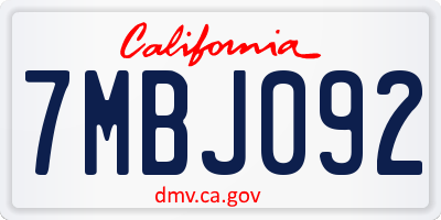 CA license plate 7MBJ092
