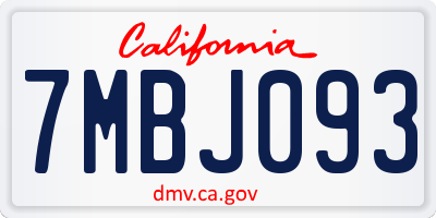 CA license plate 7MBJ093