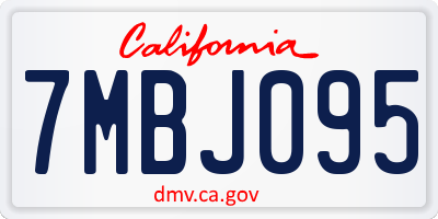 CA license plate 7MBJ095