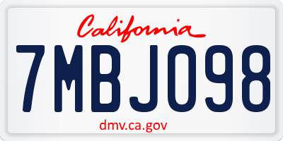 CA license plate 7MBJ098