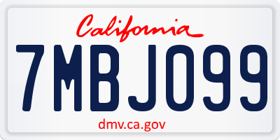CA license plate 7MBJ099
