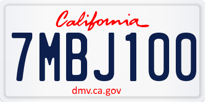 CA license plate 7MBJ100