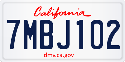 CA license plate 7MBJ102