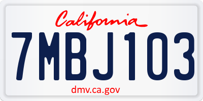 CA license plate 7MBJ103