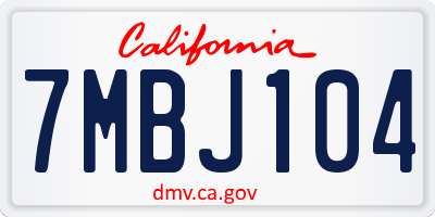 CA license plate 7MBJ104