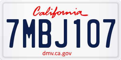 CA license plate 7MBJ107