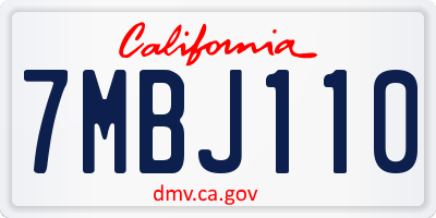 CA license plate 7MBJ110