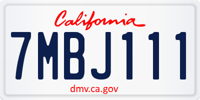 CA license plate 7MBJ111