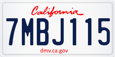 CA license plate 7MBJ115