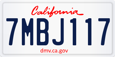CA license plate 7MBJ117