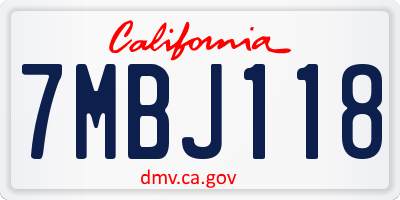 CA license plate 7MBJ118