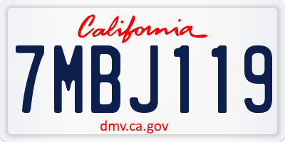 CA license plate 7MBJ119