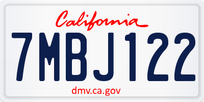 CA license plate 7MBJ122