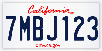 CA license plate 7MBJ123