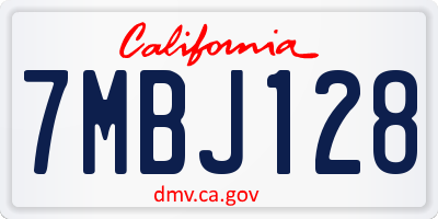 CA license plate 7MBJ128