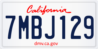 CA license plate 7MBJ129