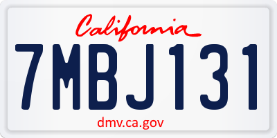 CA license plate 7MBJ131